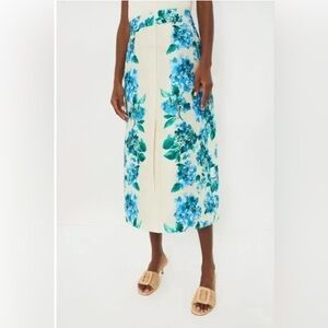 Tuckernuck Water’s Edge Hydrangea Kennedy Midi Skirt M NWT Floral Slit Chic